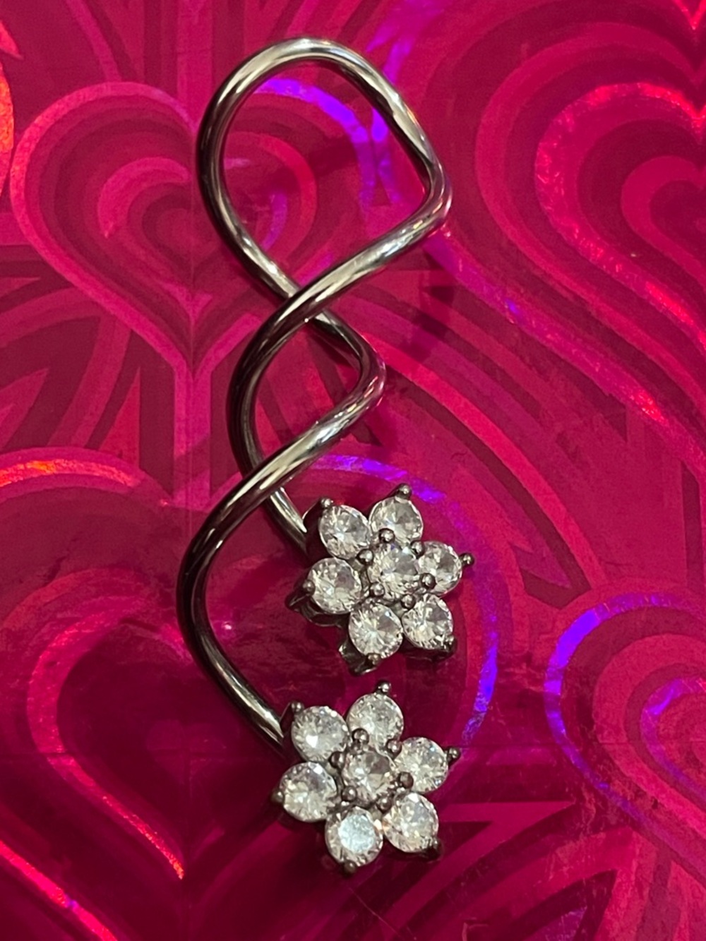 Spiral flower belly ring